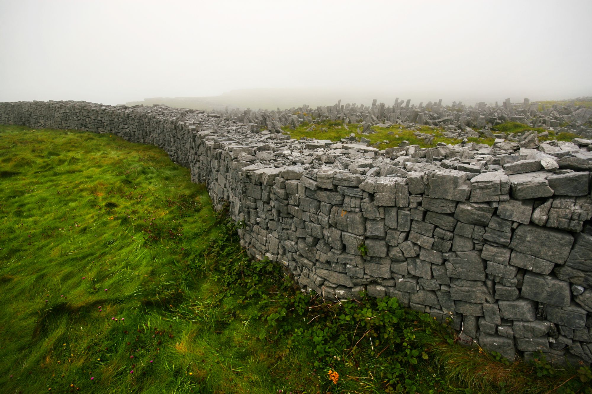 The great stone walls near Dun Aonghasa on Inis Mór, the Aran Islands, County Galway